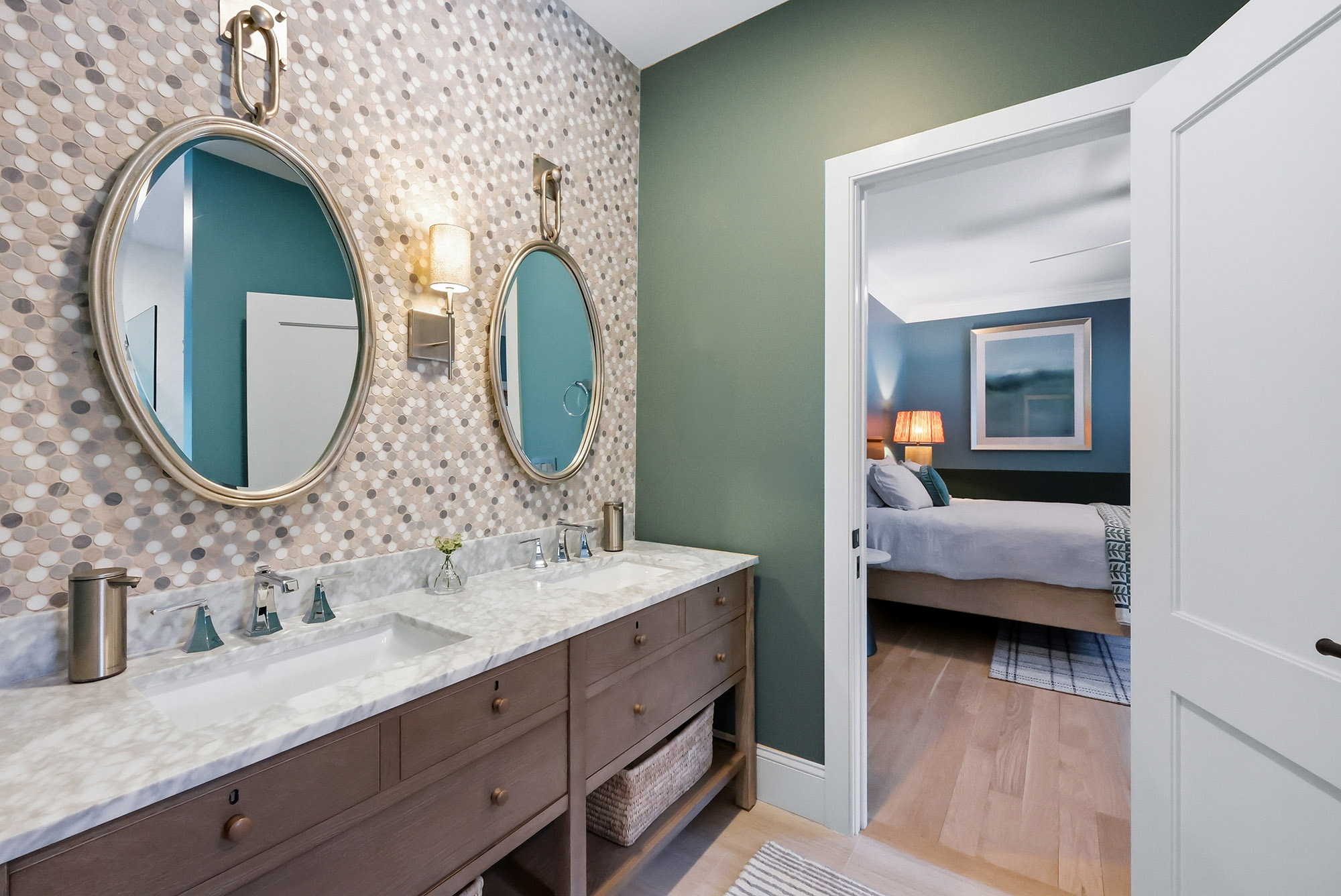 Jack & Jill Bathroom Pebble Mosaic Transformation after — Bathroom by Bronwyn Poole